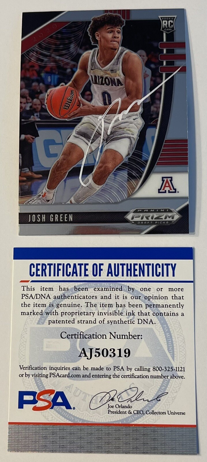 Josh Green Signed Autographed 2020 Prizm Rookie Card Dallas Mavericks PSA/DNA
