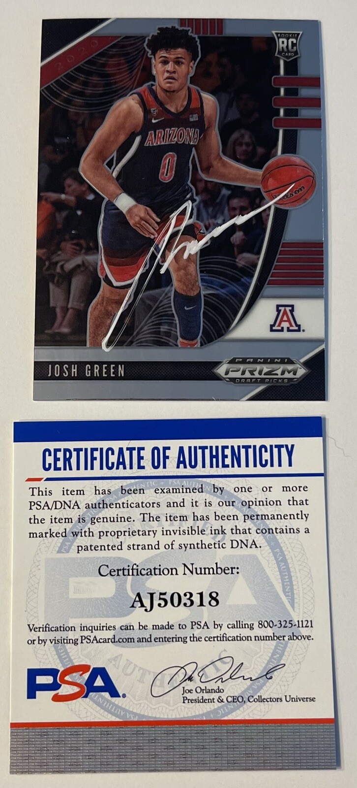 Josh Green Signed Autographed 2020 Prizm Rookie Card Dallas Mavericks PSA/DNA
