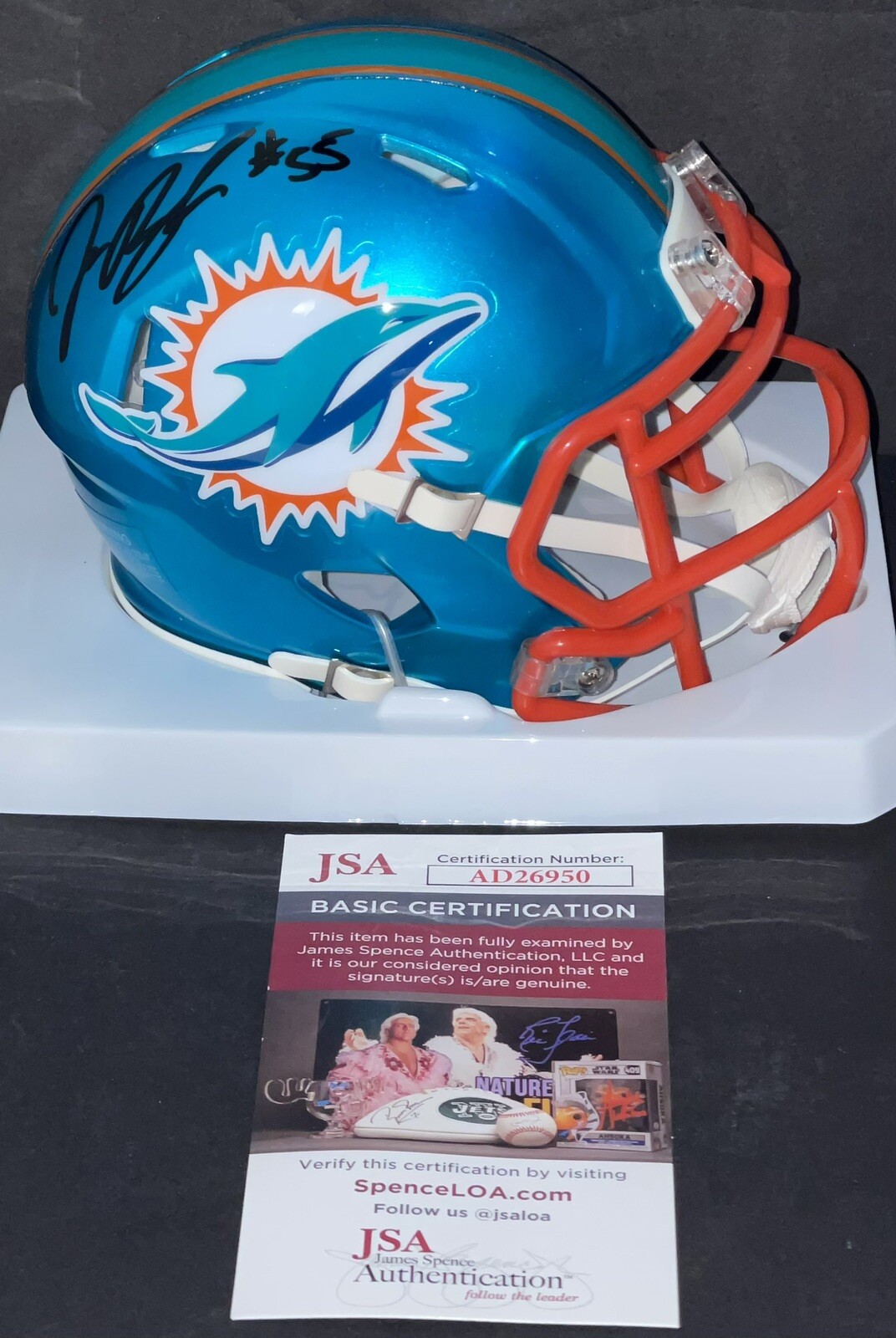 Jerome Baker Signed Autographed Miami Dolphins Flash Mini Helmet JSA
