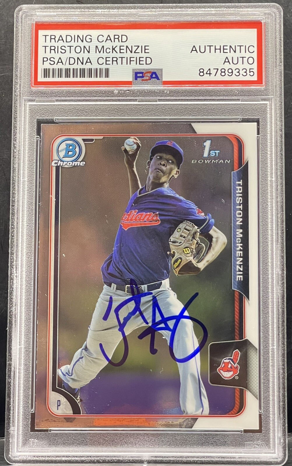 2015 Triston McKenzie Bowman Chrome 1st Signed Slabbed Rookie Guardians PSA/DNA
