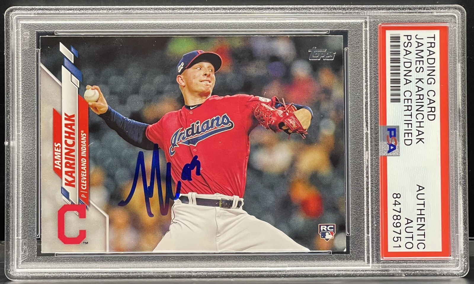 James Karinchak Signed 2020 Topps Rookie Card Guardians PSA/DNA Slabbed
