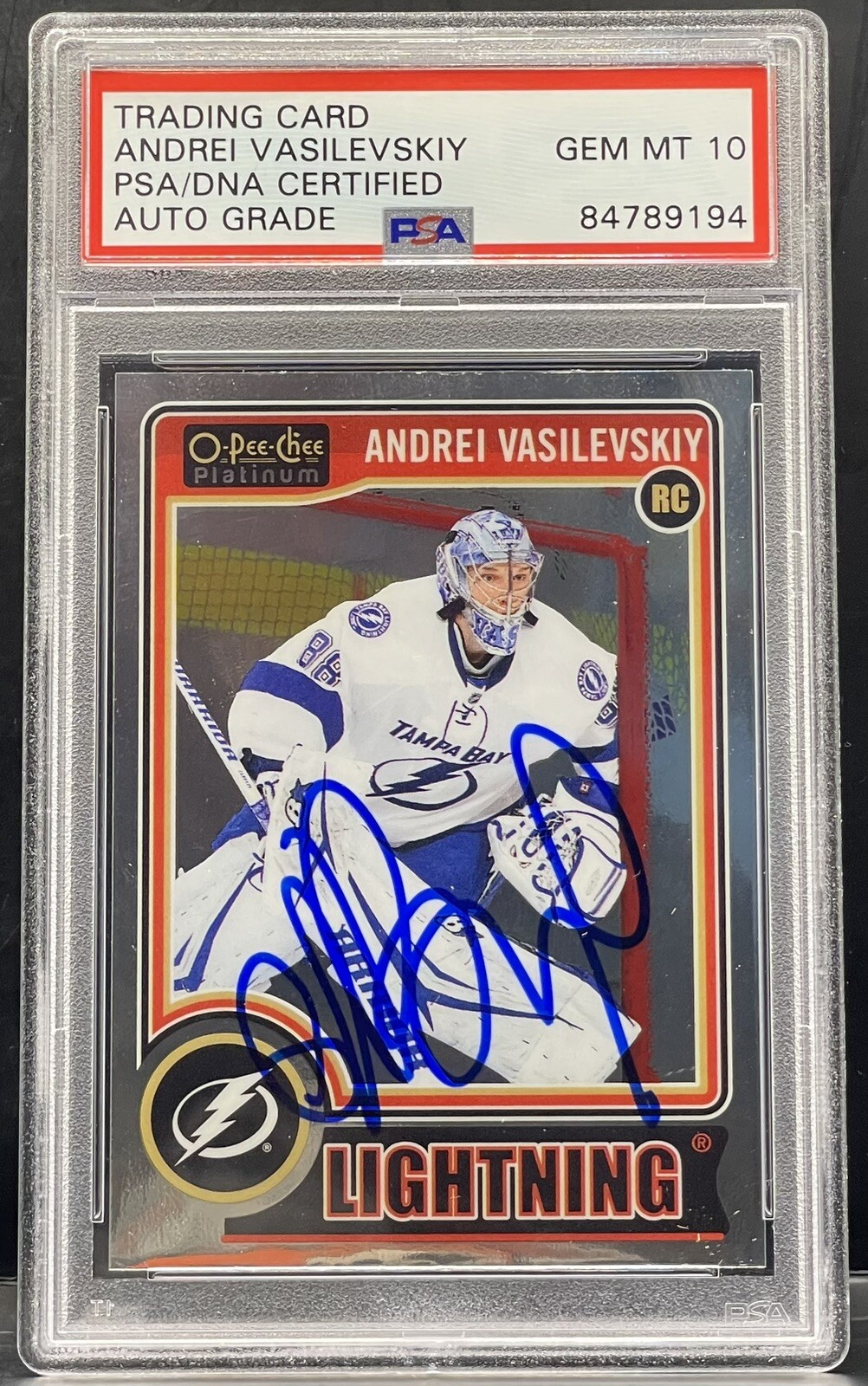 Andrei Vasilevskiy 2014-15 O-Pee-Chee Platinum RC Lightning Gem 10 Auto PSA/DNA
