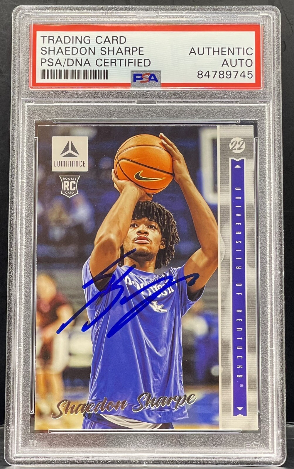Shaedon Sharpe 2022 Chronicles Luminance Rookie Signed Trail Blazers PSA/DNA

