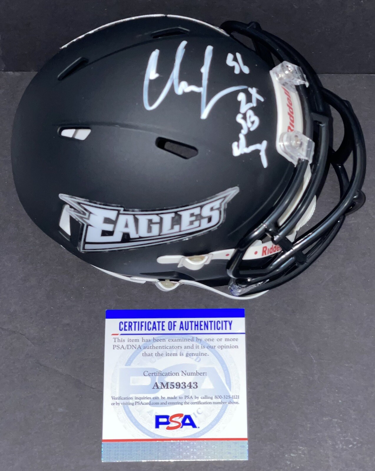 Chris Long Signed Autographed Philadelphia Eagles Custom Mini Helmet PSA/DNA
