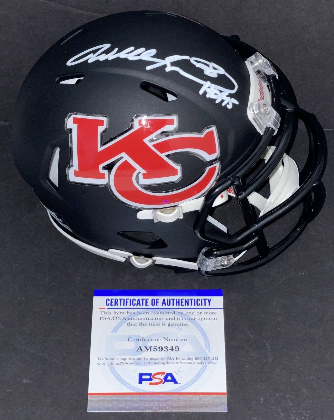WILL SHIELDS SIGNED AUTOGRAPHED KANSAS CITY CHIEFS CUSTOM MINI HELMET PSA/DNA COLLECTIBLE MEMORABILIA