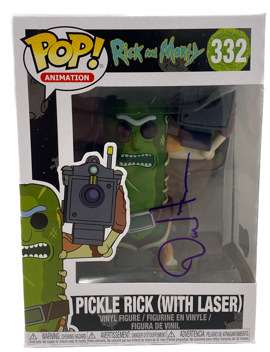 Dan Harmon Signed Rick and Morty Pickle Rick Funko Pop 332 Autograph Beckett COA
