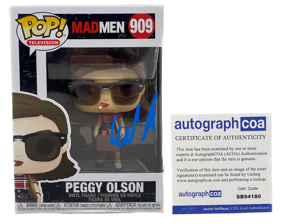 Elisabeth Moss Signed Autograph Funko Pop Mad Men Peggy Olson 909 ACOA COA
