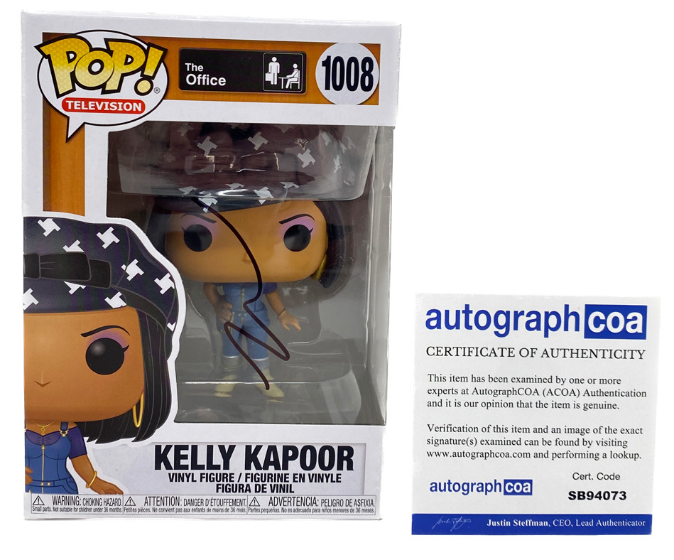 Mindy Kaling Signed Autograph Funko Pop The Office Kelly Kapoor 1008 ACOA COA
