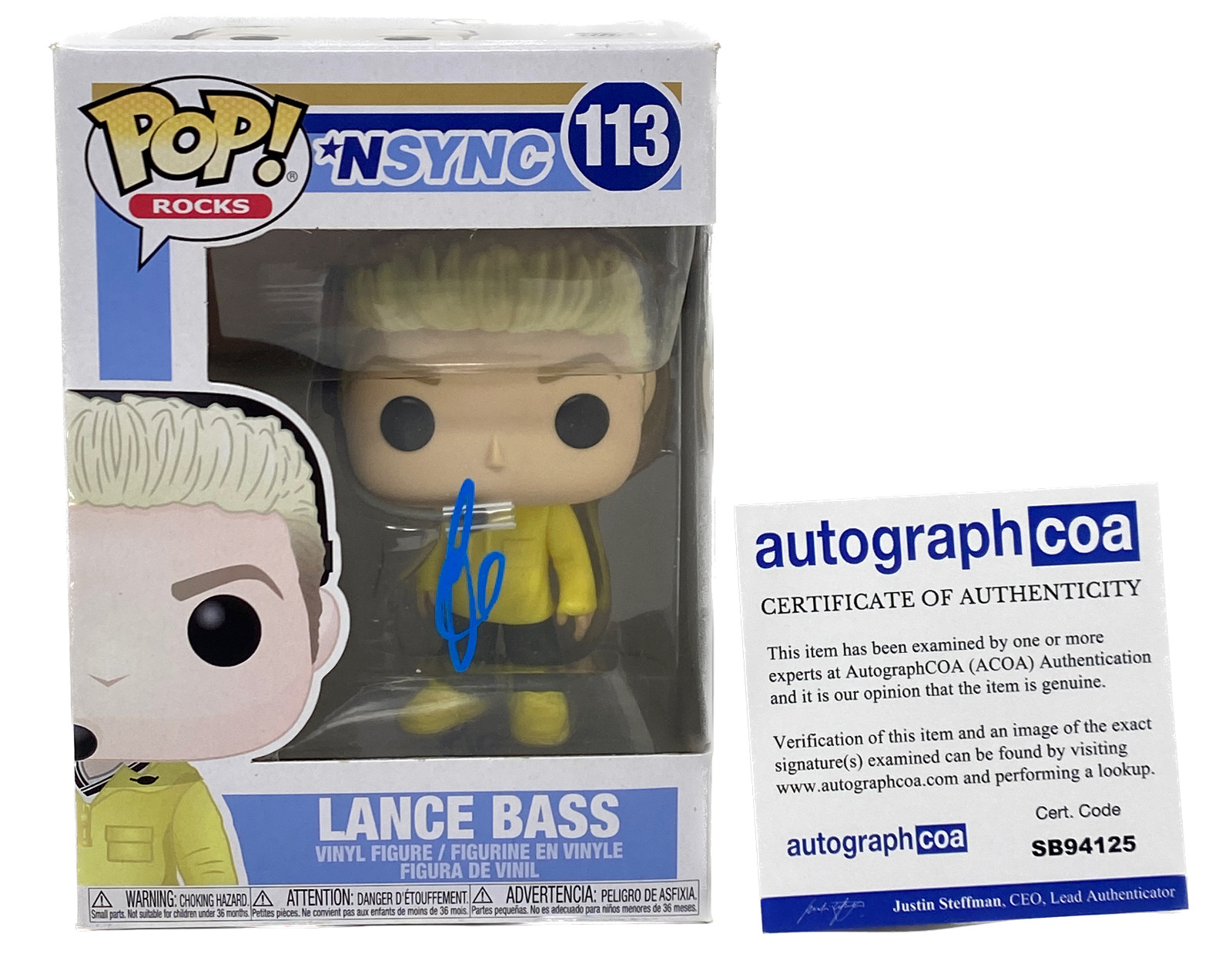 Lance Bass Signed Autograph Nsync Funko Pop Rocks #113 Figure ACOA COA

