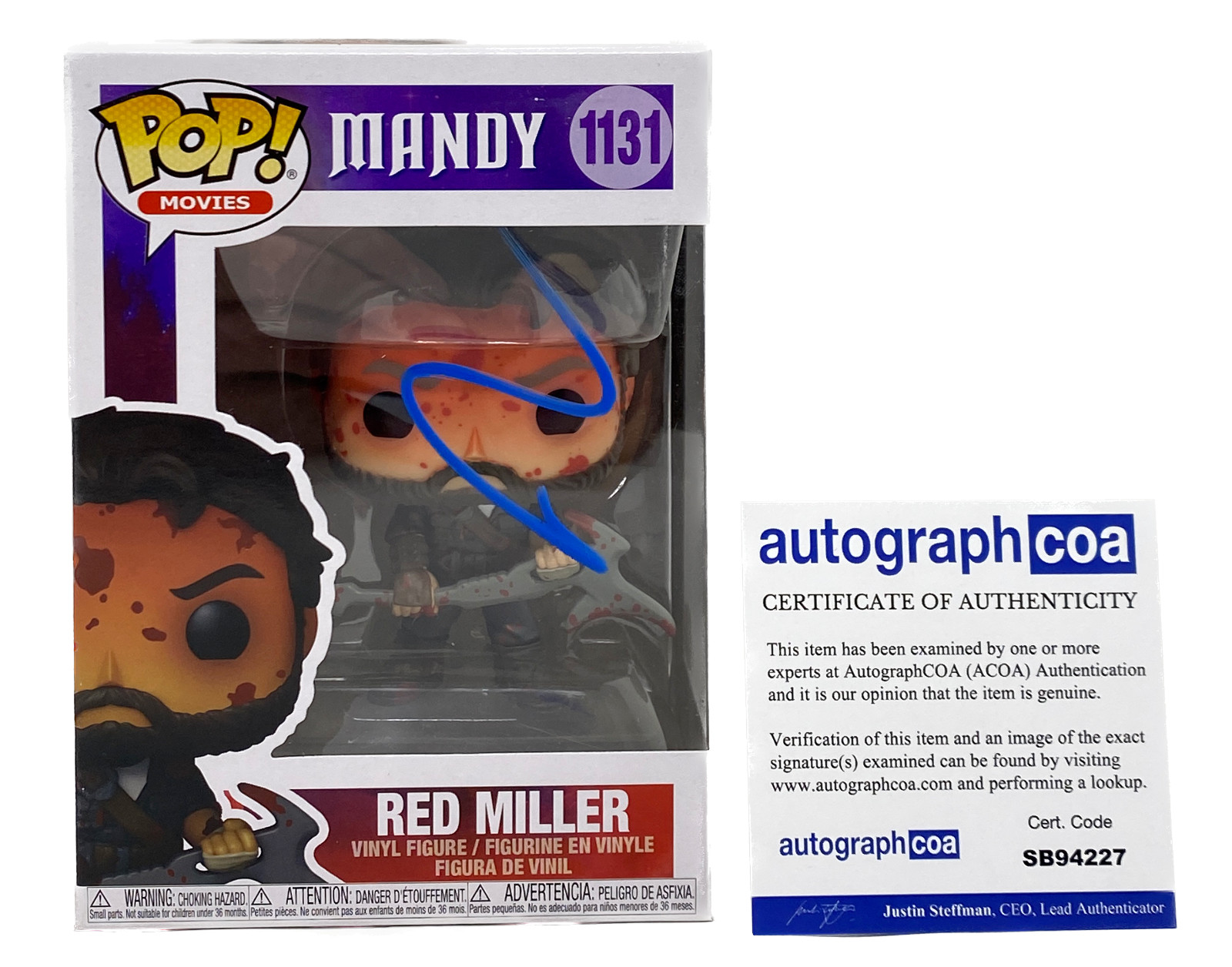 Nicolas Cage Signed Autograph Funko Pop Mandy Red Miller 1131 Horror ACOA COA
