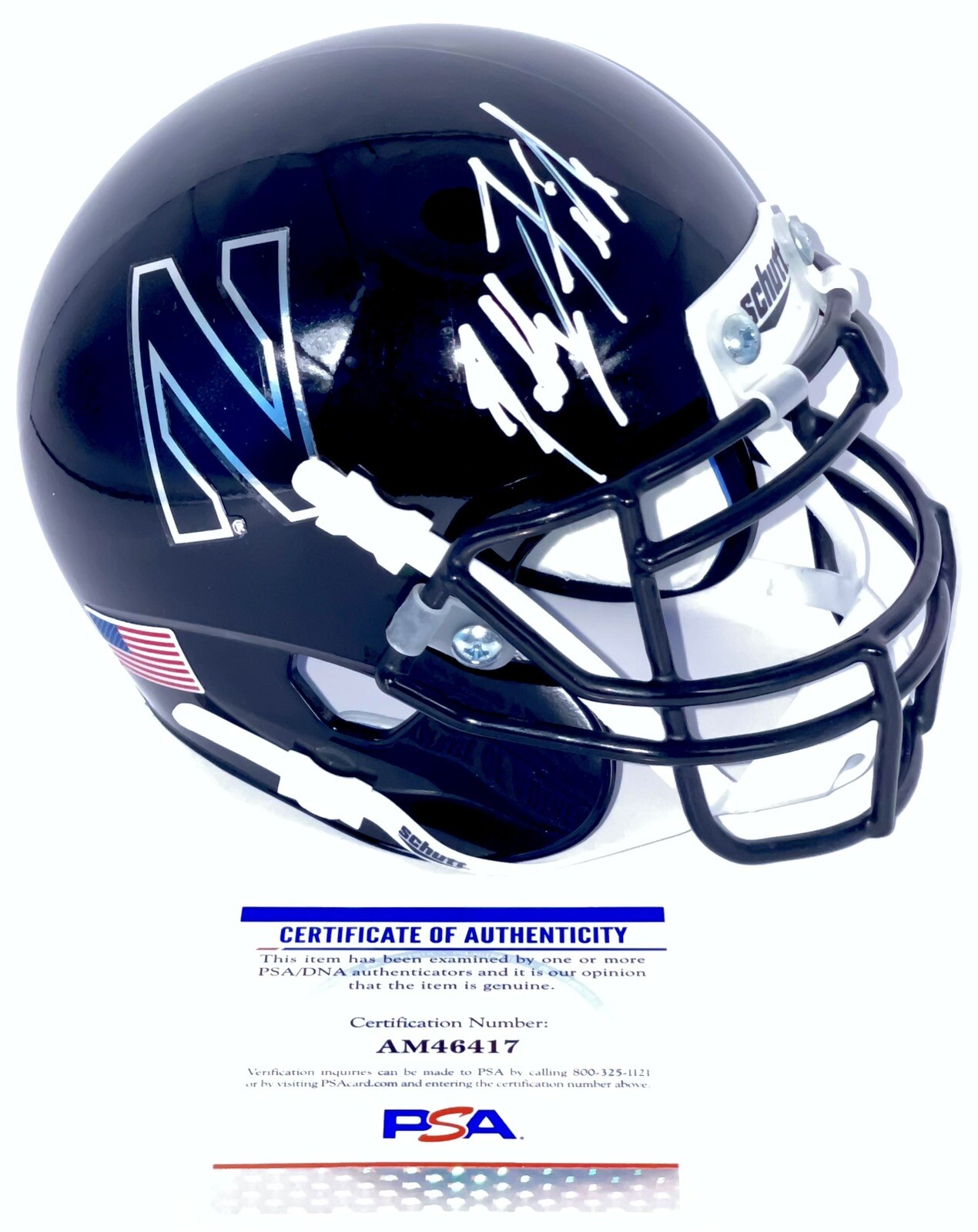 Paddy Fisher Signed Autographed Northwestern Wildcats Mini Helmet PSA/DNA
