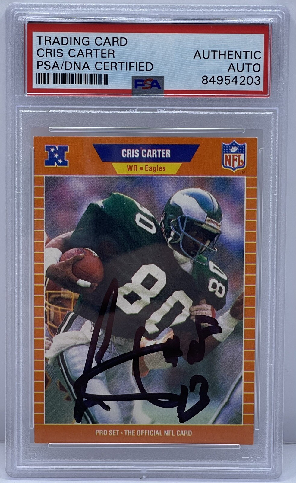 Cris Carter Signed Auto 1989 Pro Set Rookie Card Eagles Vikings PSA/DNA Slabbed
