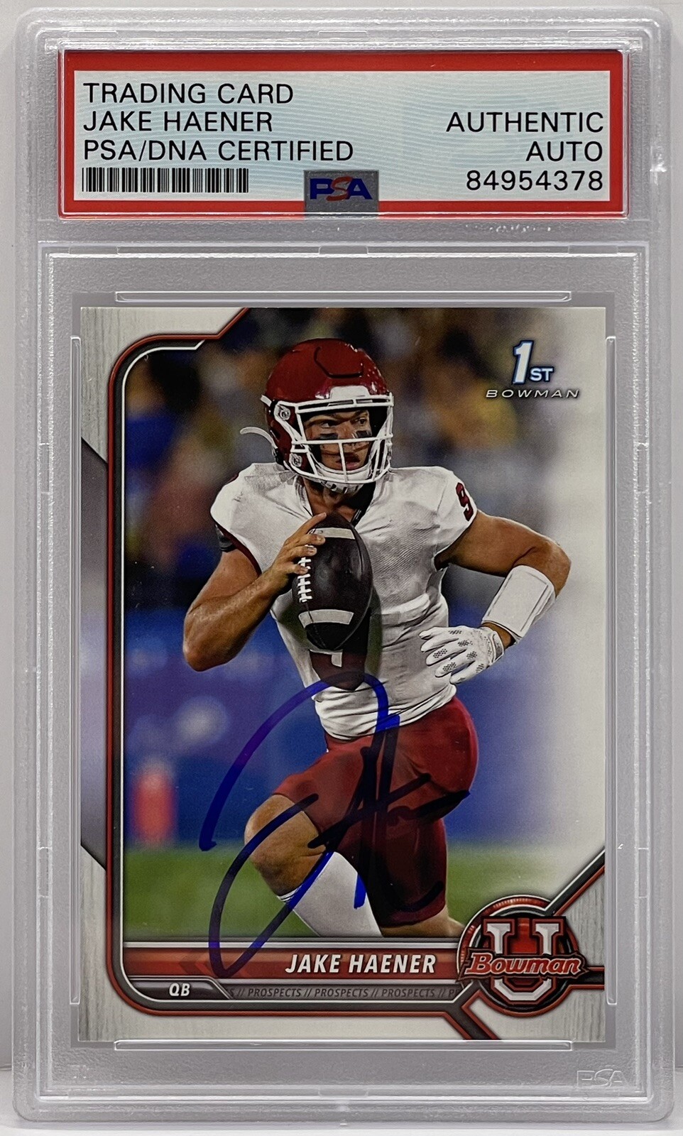 Jake Haener Signed Auto 2022 Bowman Rookie Card New Orleans Saints PSA/DNA Slab
