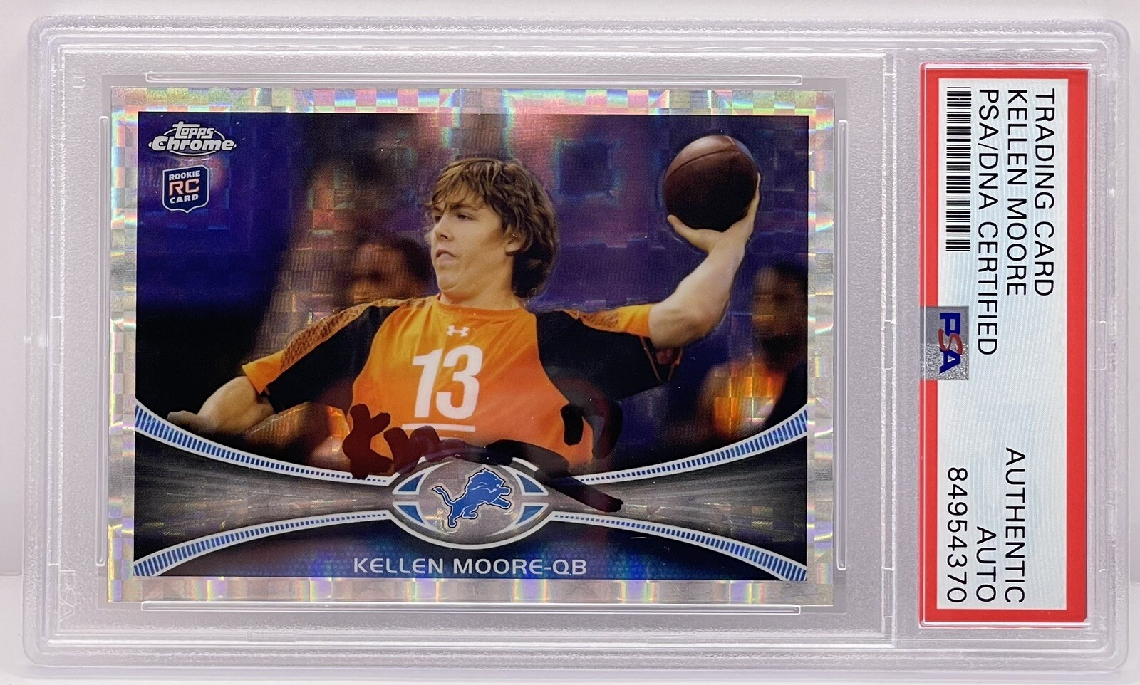 Kellen Moore Signed 2012 Topps Chrome Rookie Card Detroit Lions PSA/DNA Slab
