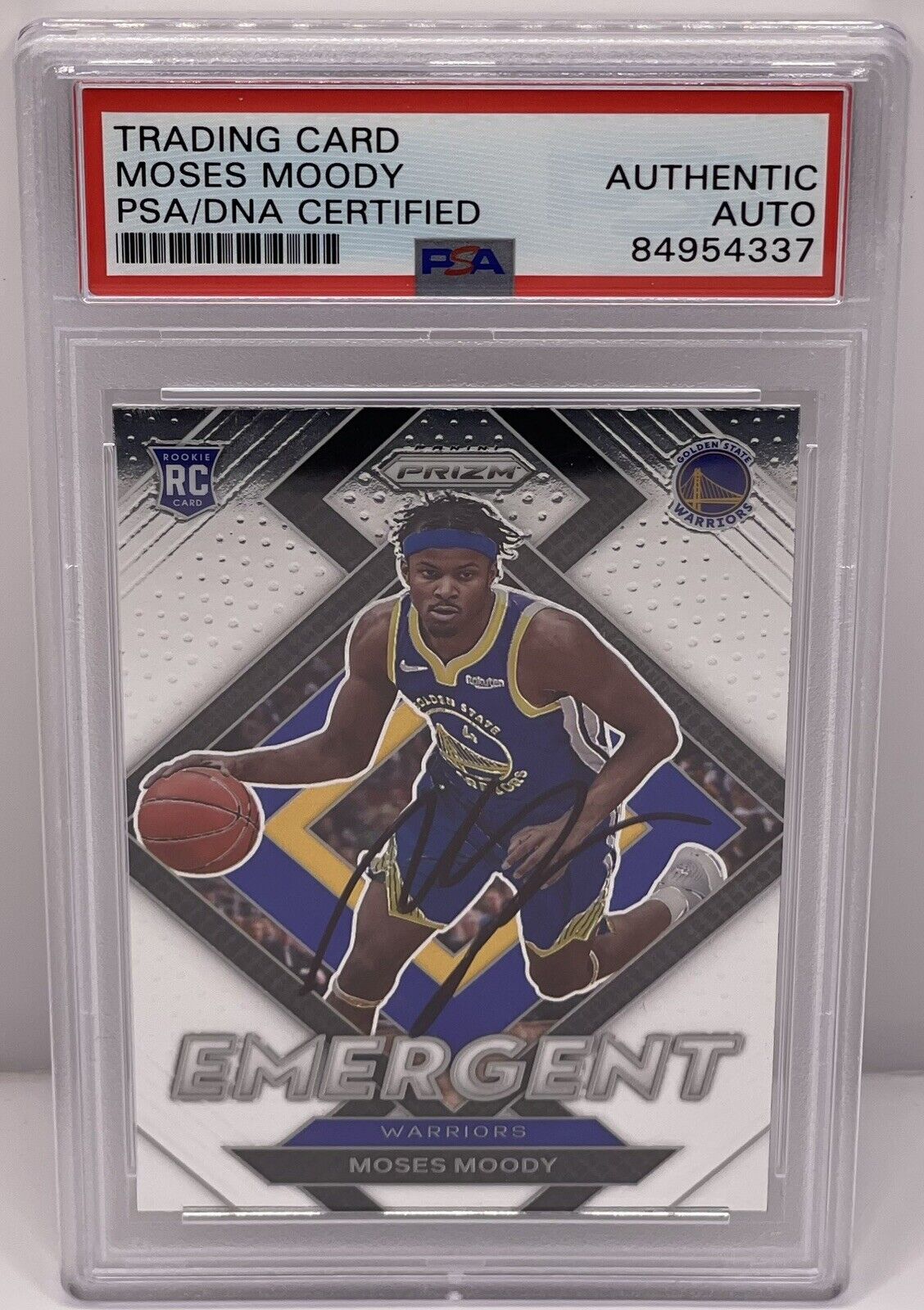 Moses Moody Signed Auto 2021-22 Prizm Emergent Rookie Card PSA/DNA Slab Warriors
