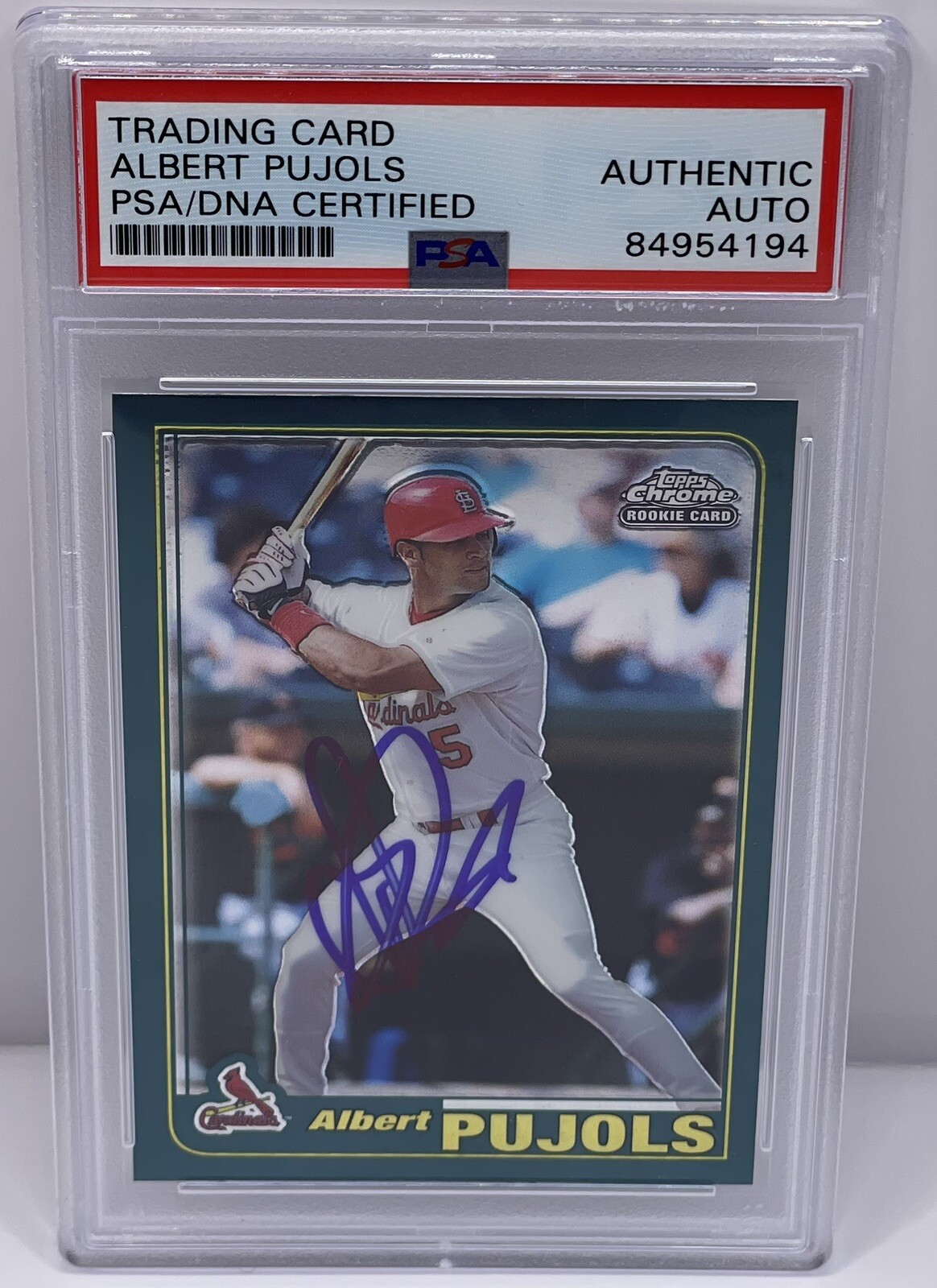 Albert Pujols Signed Auto 2001 Topps Chrome Rookie Card Cardinals PSA/DNA Slab
