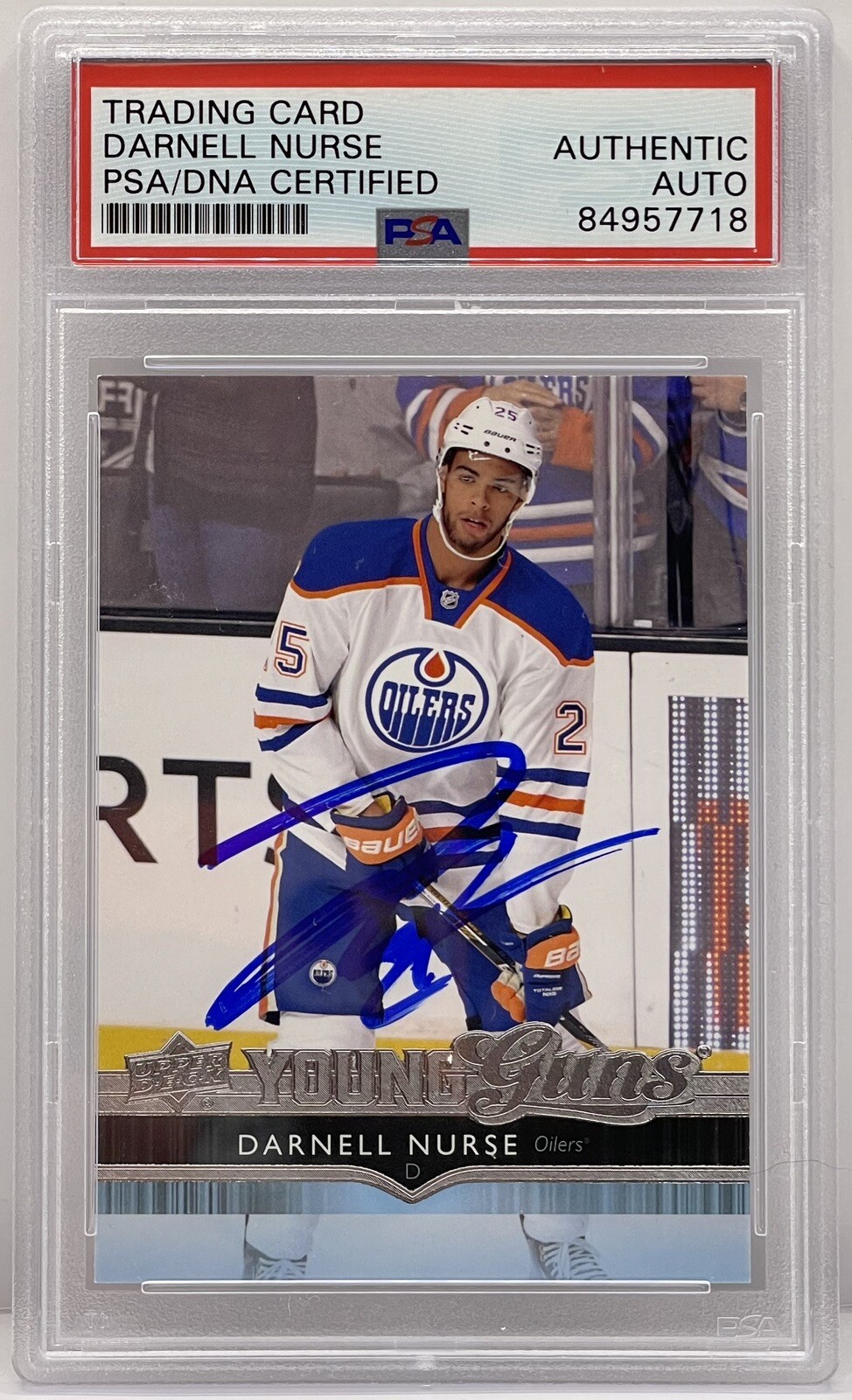 Darnell Nurse Signed2014-15 Upper Deck Young Guns Rookie Card Oilers PSA/DNA
