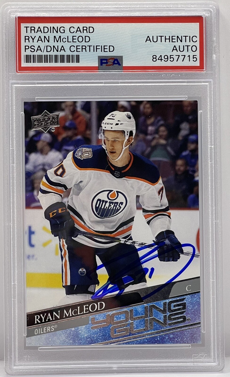 Ryan McLeod Signed 2020-21 Upper Deck Young Guns Rookie Card Oilers PSA/DNA
