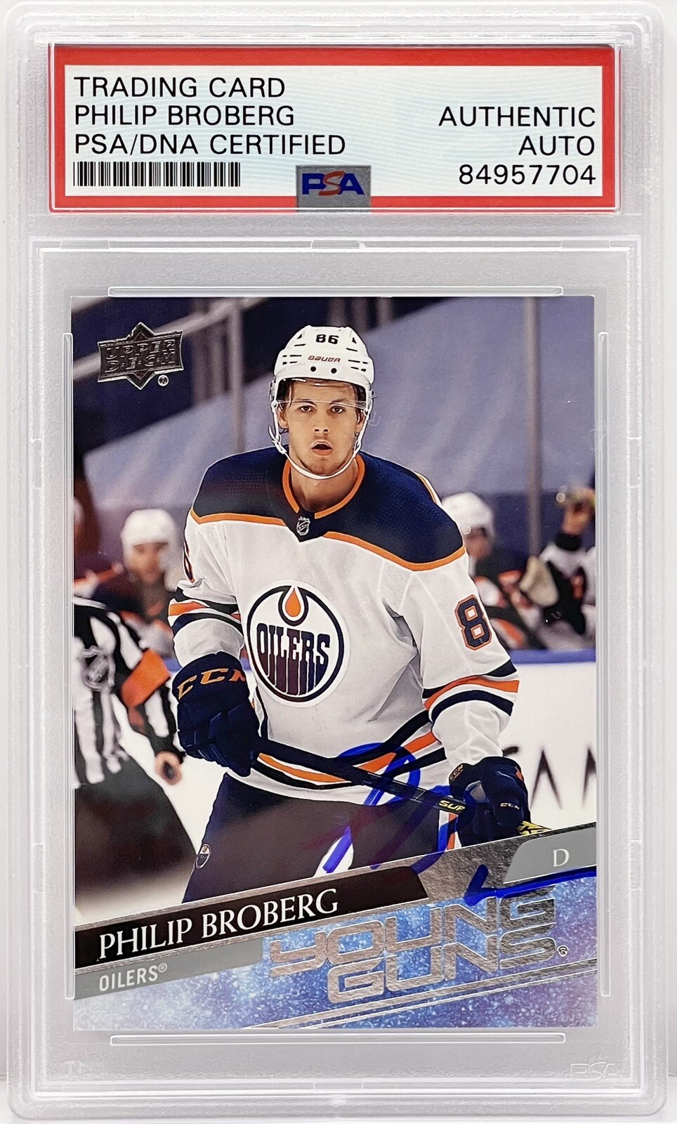 Philip Broberg Signed 2020-21 Upper Deck Young Guns Rookie Card Oilers PSA/DNA
