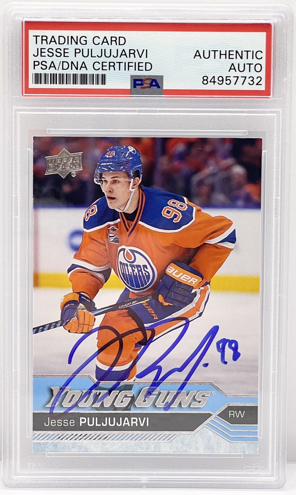 Jesse Puljujarvi Signed 2016-17 Upper Deck Young Guns Rookie Card Oilers PSA/DNA

