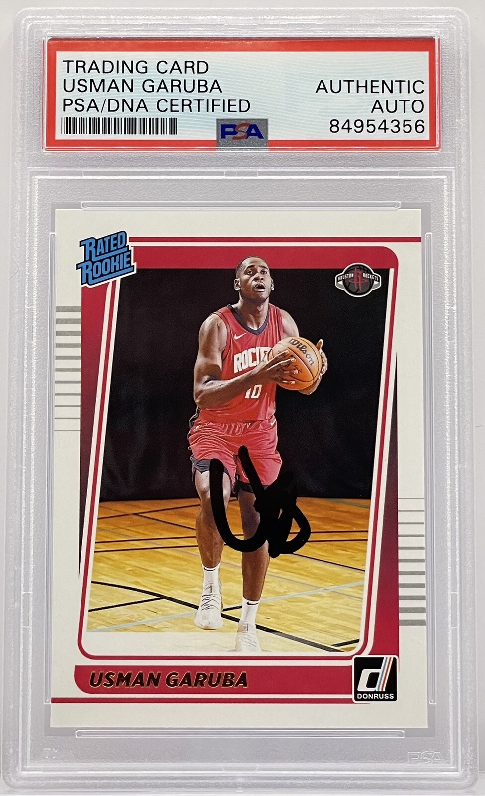 Usman Garuba Signed 2021-22 Donruss Rookie Card Rockets PSA/DNA Slabbed

