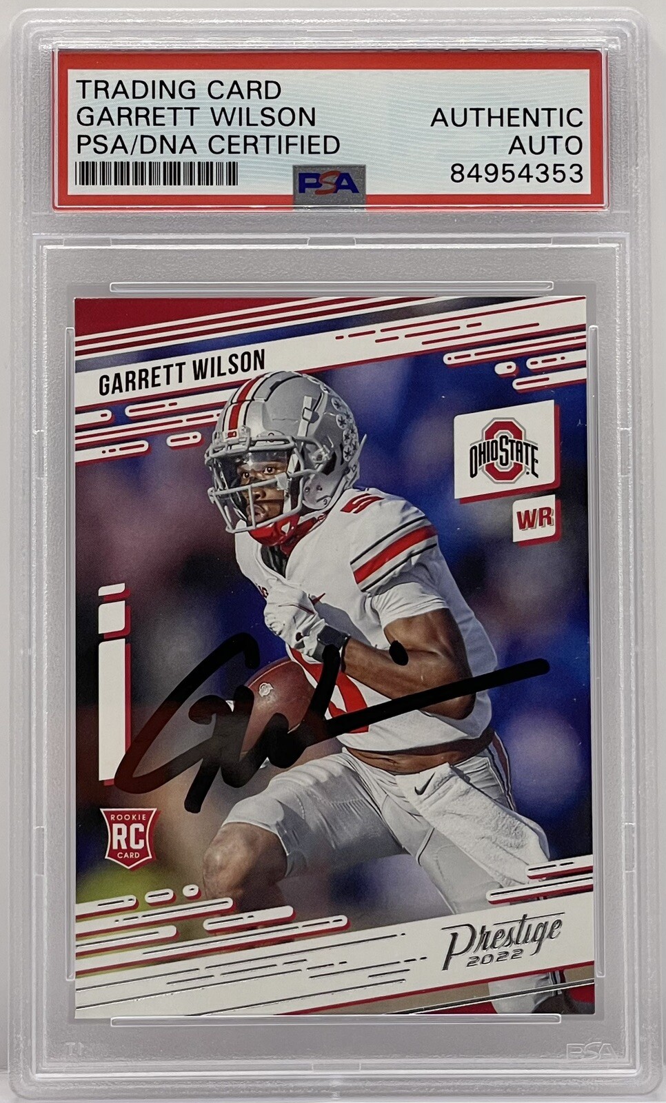 Garrett Wilson Signed 2022 Prestige Rookie Card New York Jets PSA/DNA Slabbed
