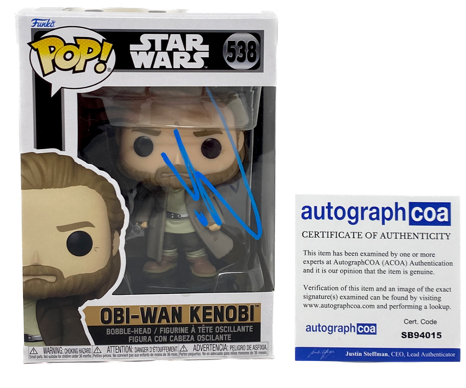 Ewan McGregor Signed Autograph Funko Pop Obi-Wan Kenobi Star Wars ACOA COA
