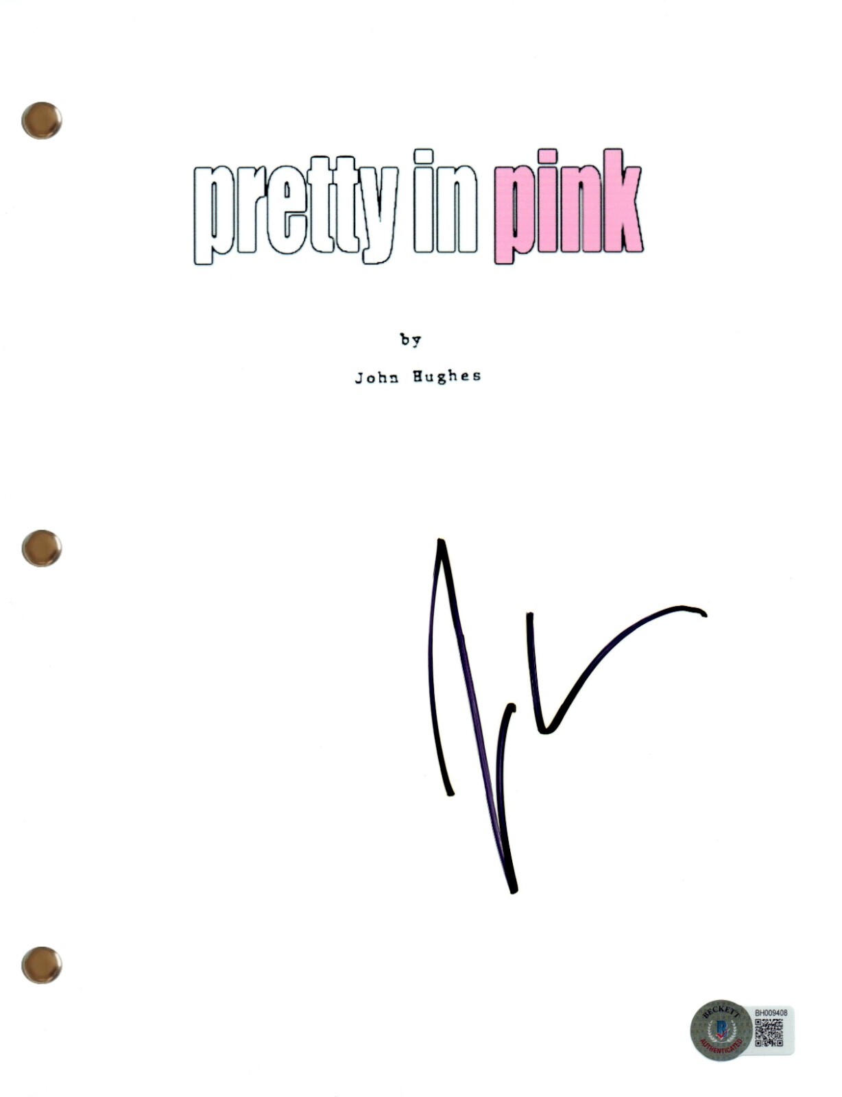 Jon Cryer Signed Autographed Pretty In Pink Movie Script Screenplay Beckett COA
