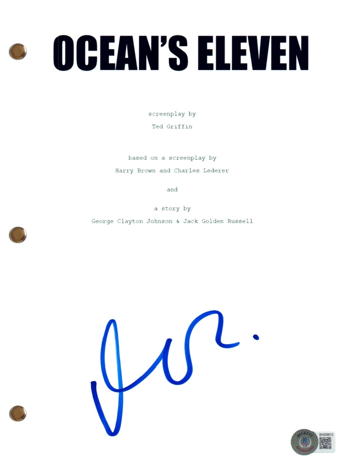 Matt Damon Signed Autograph Ocean's Eleven Movie Script Screenplay Beckett COA
