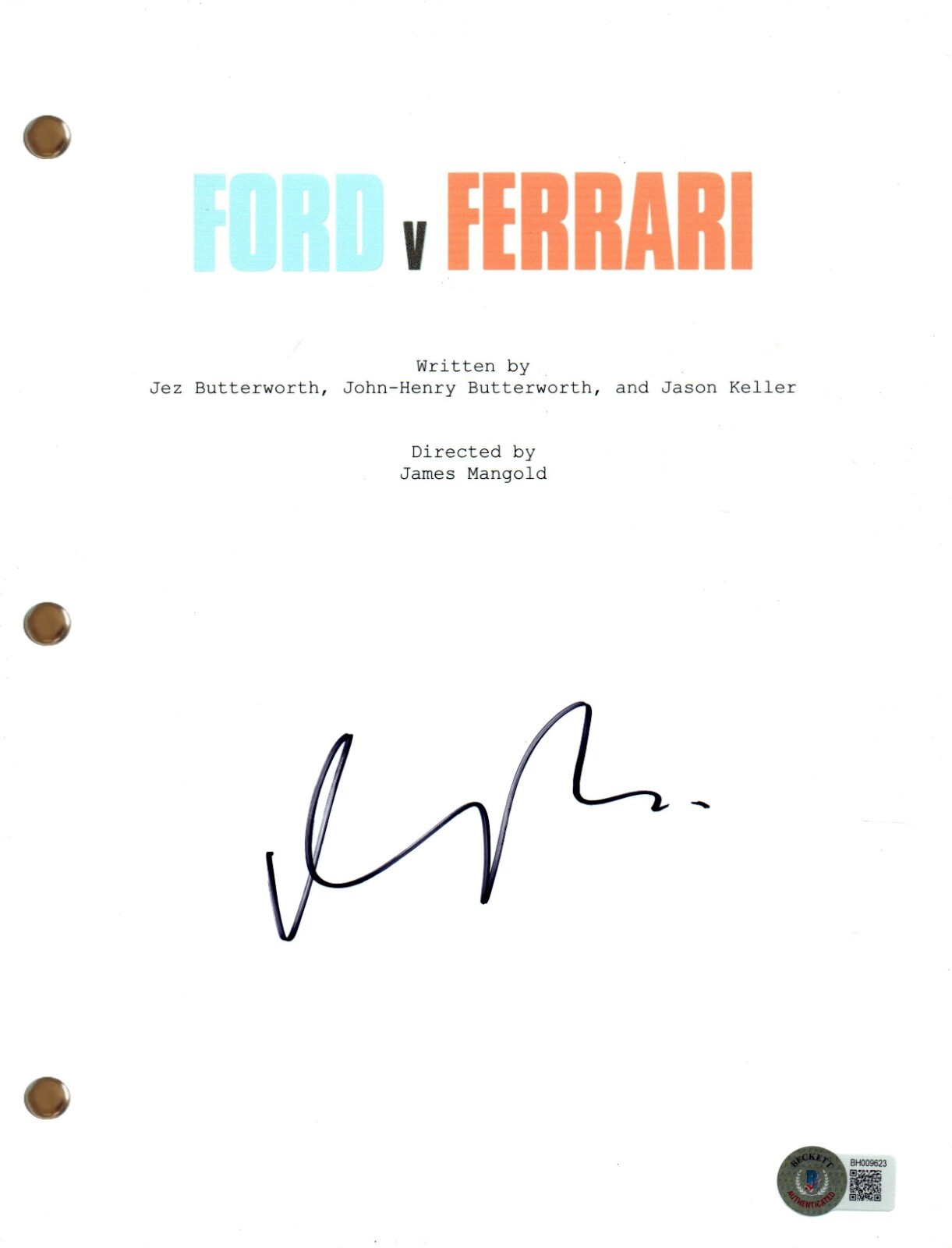 Matt Damon Signed Autograph Ford v Ferrari Movie Script Screenplay Beckett COA
