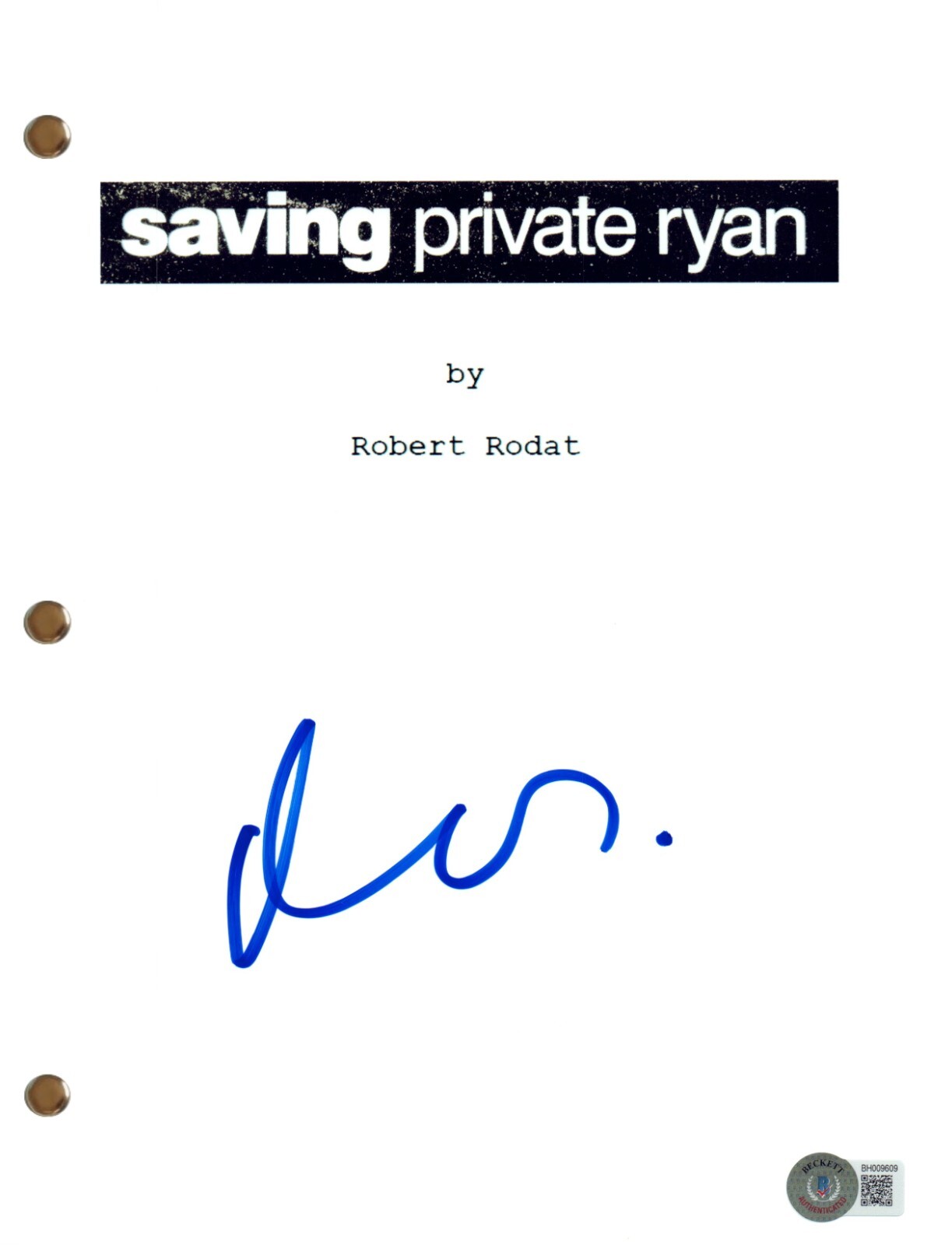Matt Damon Signed Autograph Saving Private Ryan Full Movie Script Beckett COA

