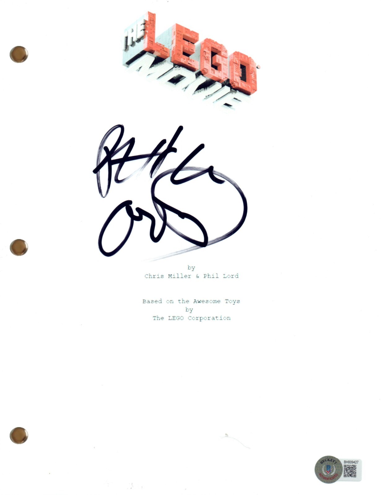 Phil Lord Signed Autograph The Lego Movie Movie Script Screenplay Beckett COA
