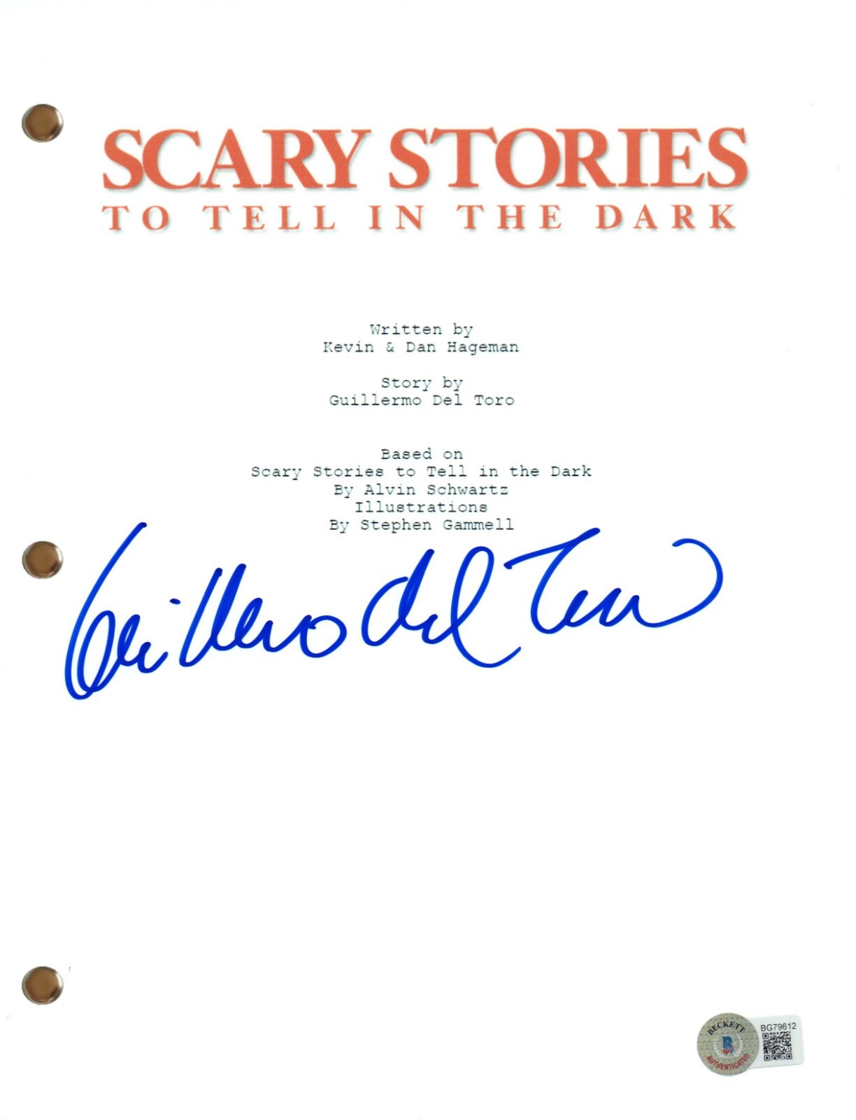 Guillermo Del Toro Signed Scary Stories To Tell In The Dark Movie Script BAS COA
