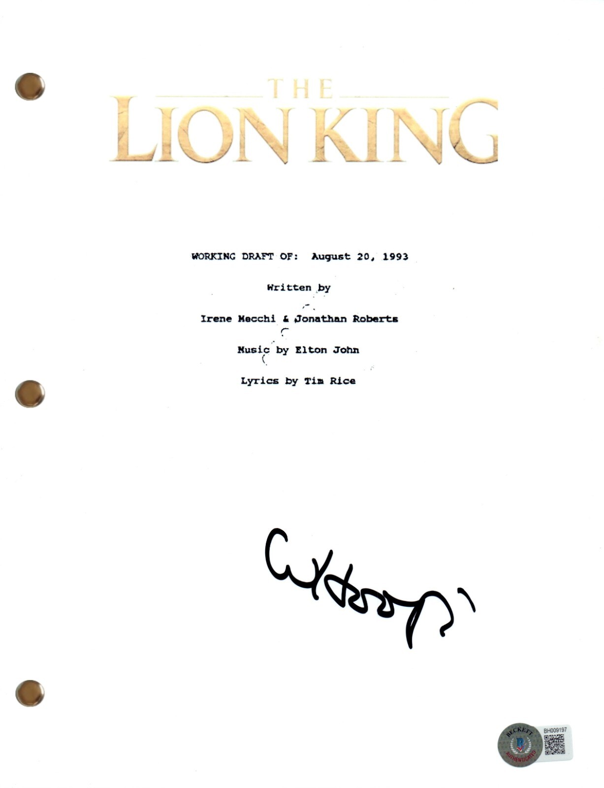 Whoopi Goldberg Signed Autograph The Lion King Full Movie Script Beckett COA
