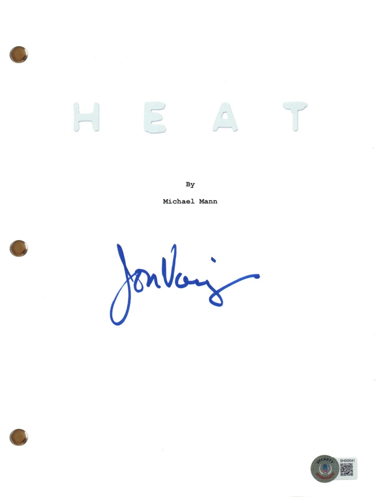 Jon Voight Signed Autograph Heat Movie Script Full Screenplay Beckett COA
