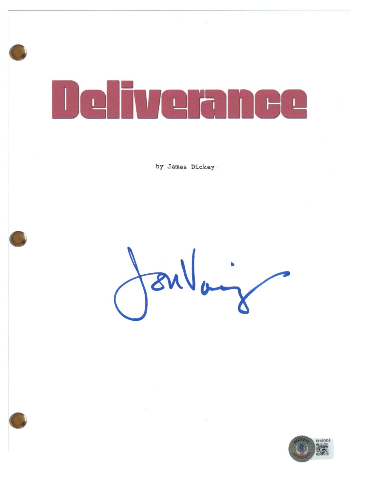 Jon Voight Signed Autograph Deliverance Movie Script Full Screenplay Beckett COA
