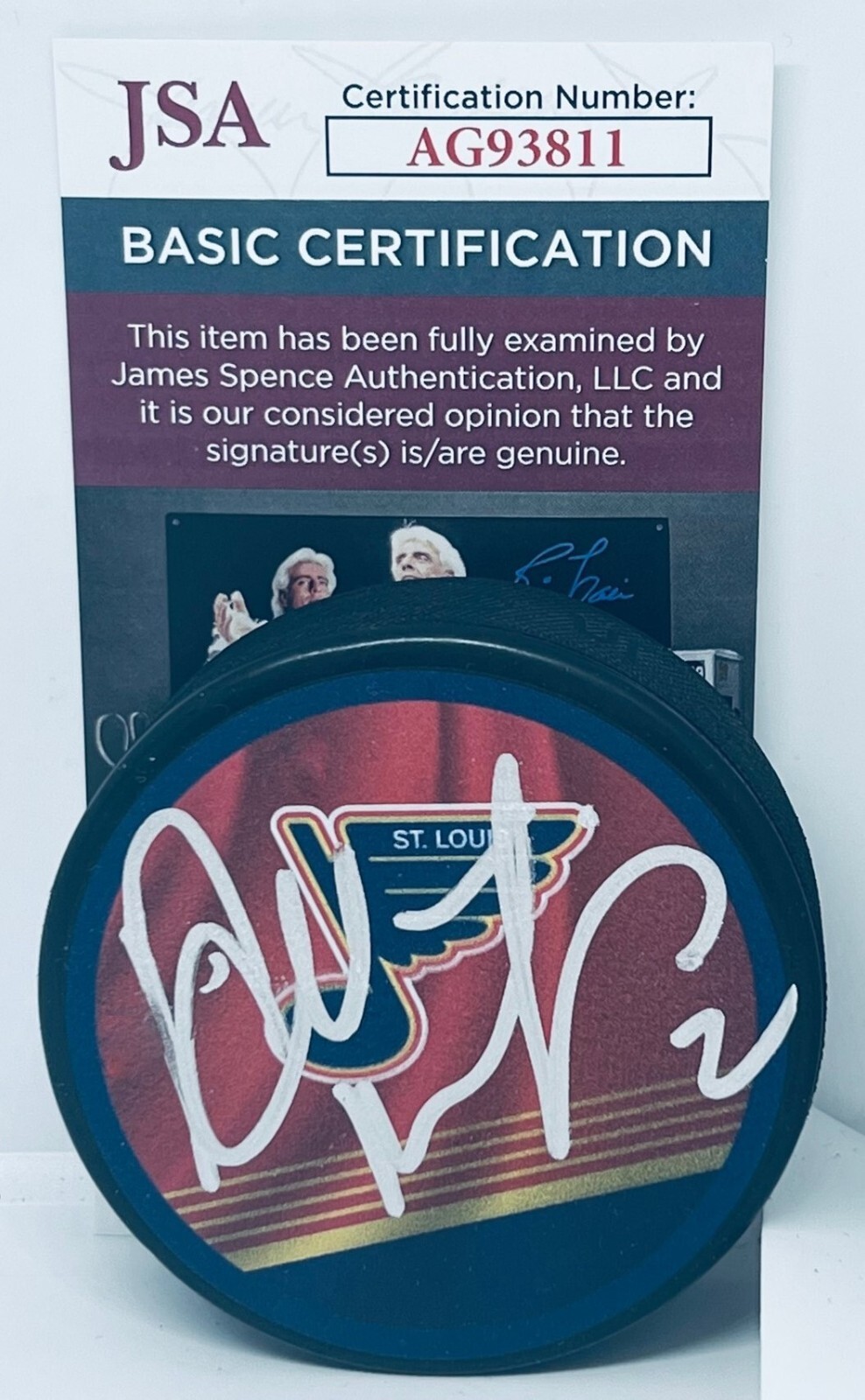 Al MacInnis signed St. Louis Blues Reverse Retro Puck autographed #2 JSA
