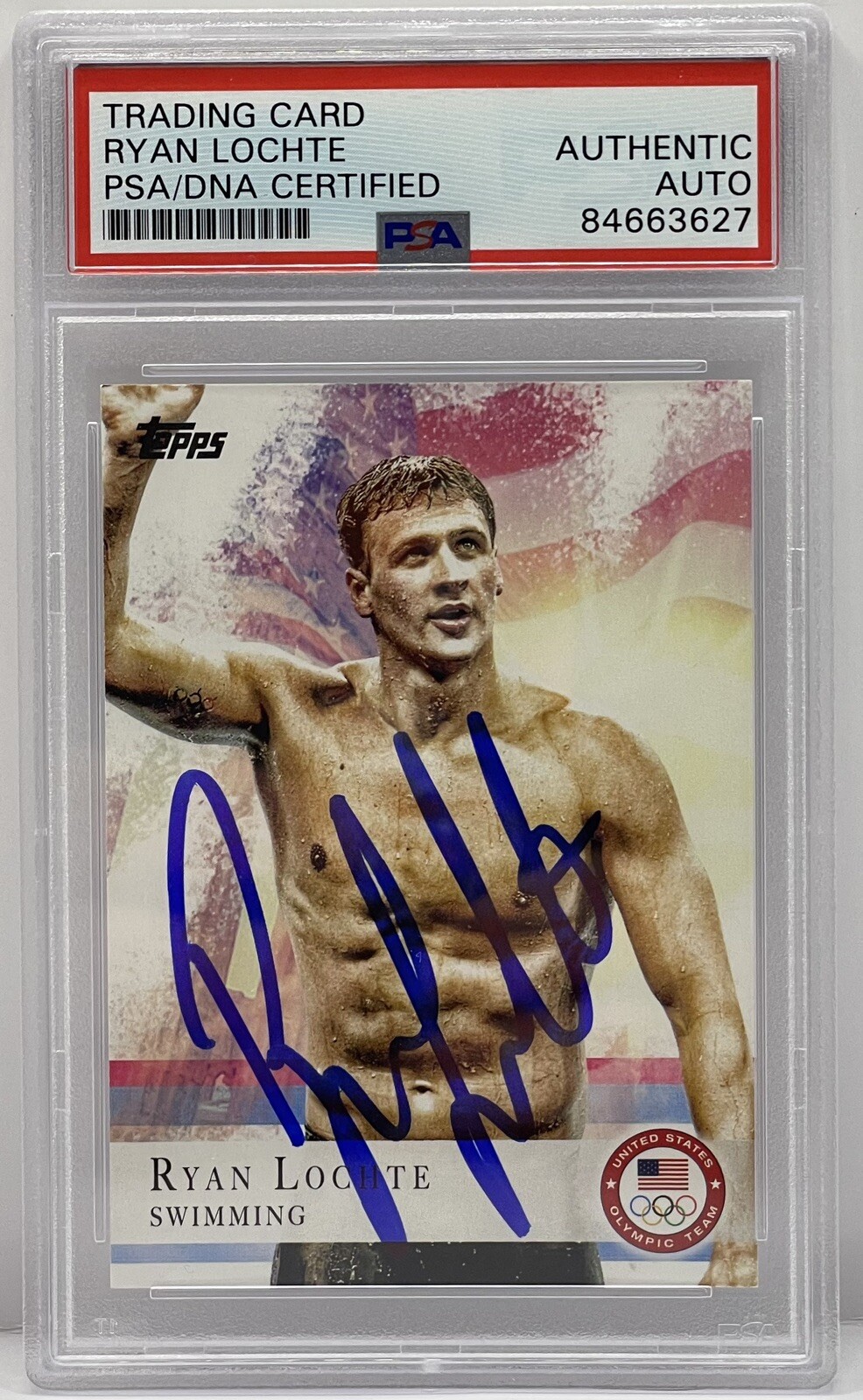 Ryan Lochte Signed 2012 Topps Olympics Rookie Card Gold Medal PSA/DNA Slabbed
