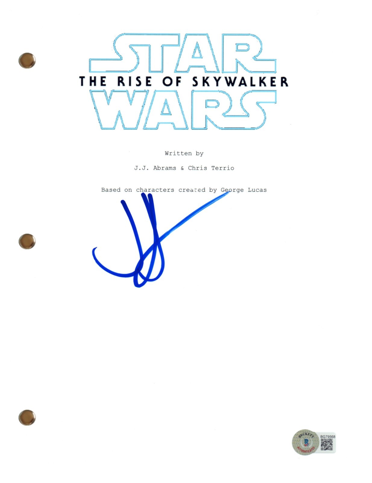 JJ Abrams Signed Autograph Star Wars The Rise of Skywalker Movie Script BAS COA

