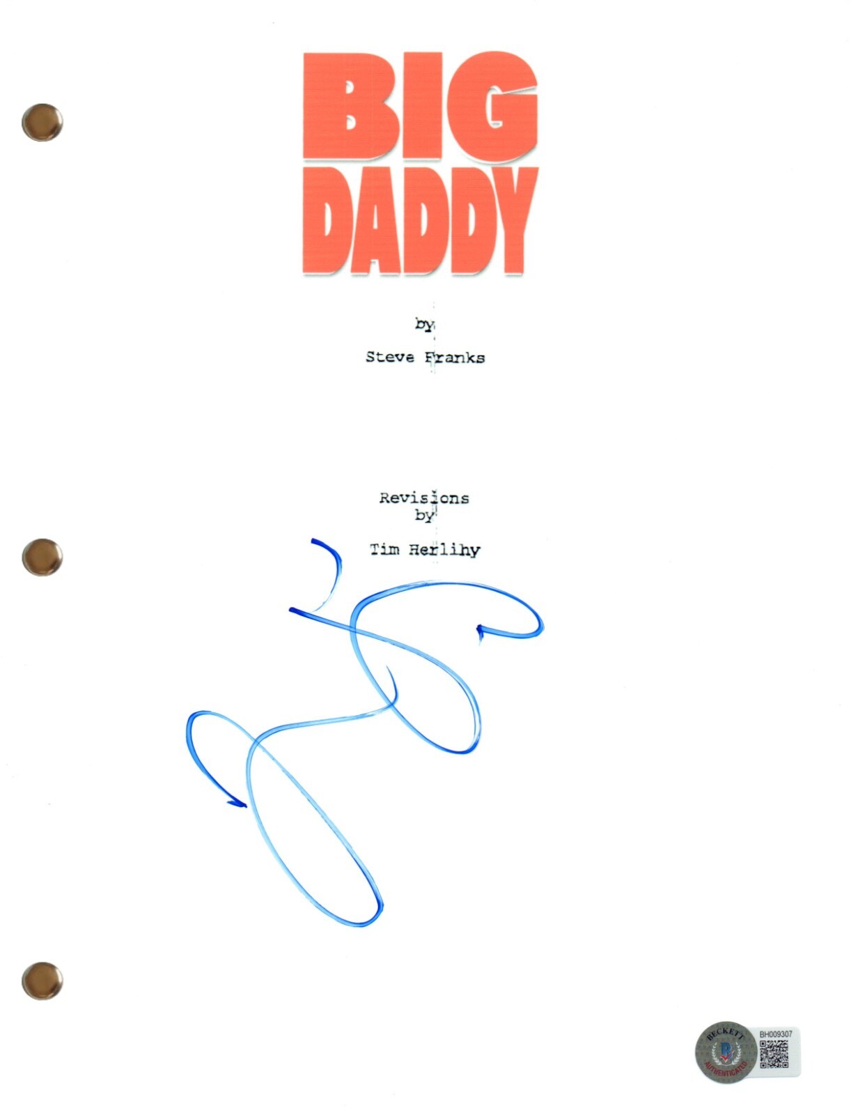 Jon Stewart Signed Autographed Big Daddy Movie Script Screenplay Beckett COA
