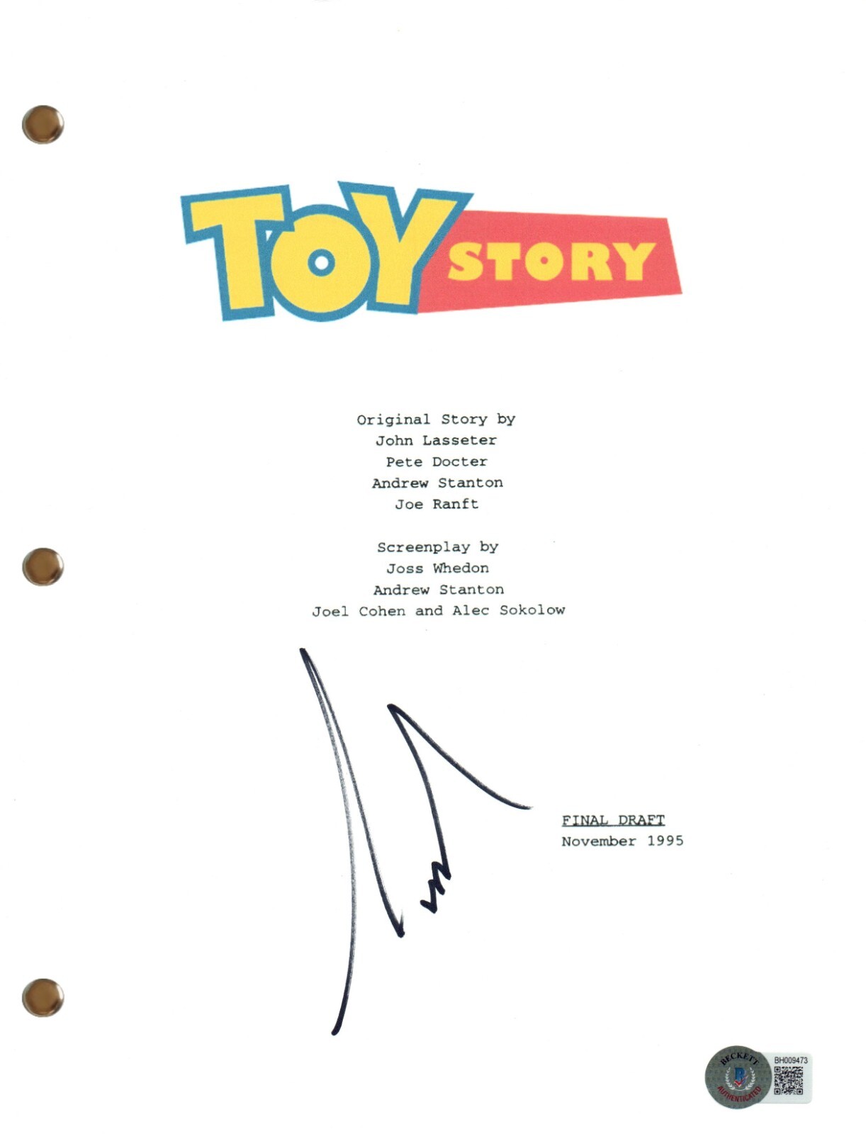 TIM ALLEN SIGNED AUTOGRAPH TOY STORY MOVIE SCRIPT FULL SCREENPLAY BECKETT COA COLLECTIBLE MEMORABILIA