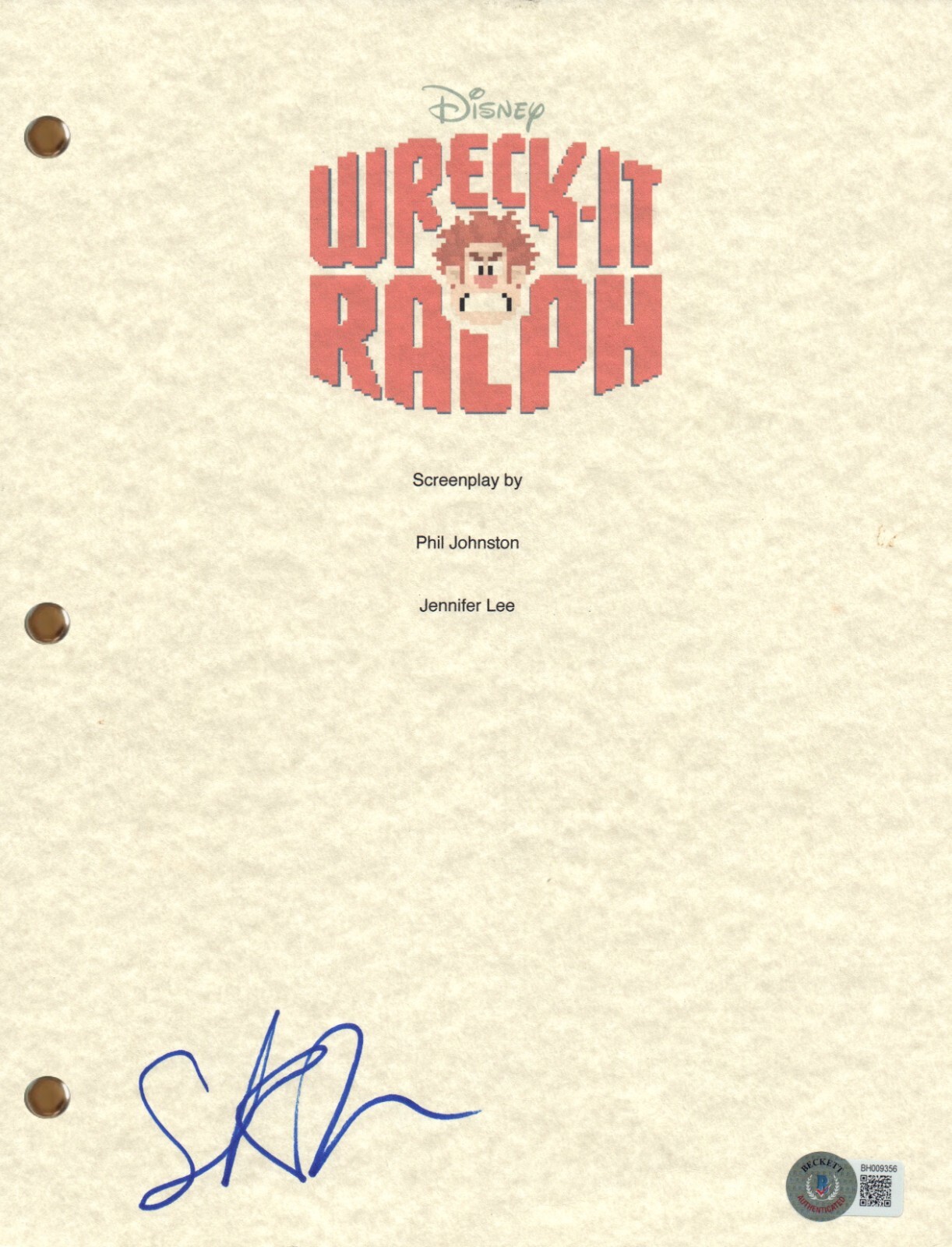 Sarah Silverman Signed Autograph Wreck-It Ralph Full Movie Script Beckett COA
