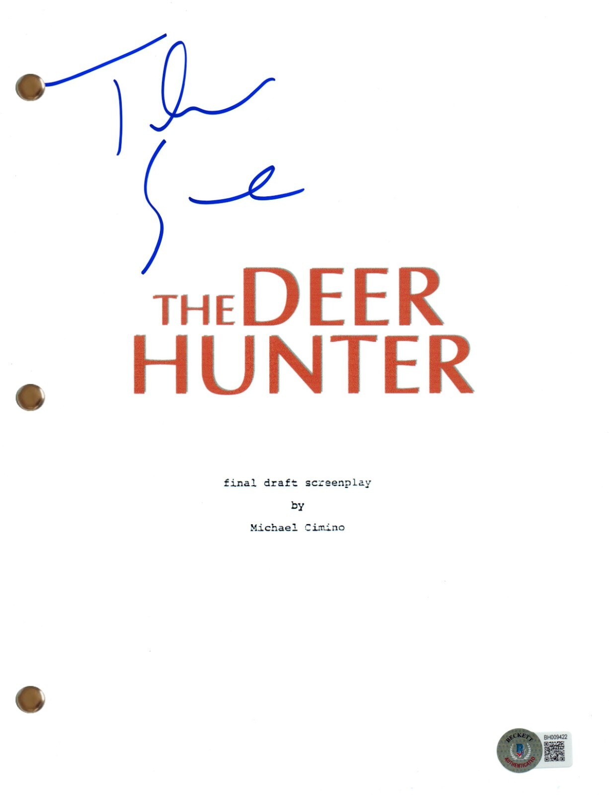 John Savage Signed Autograph The Deer Hunter Movie Script Screenplay Beckett COA
