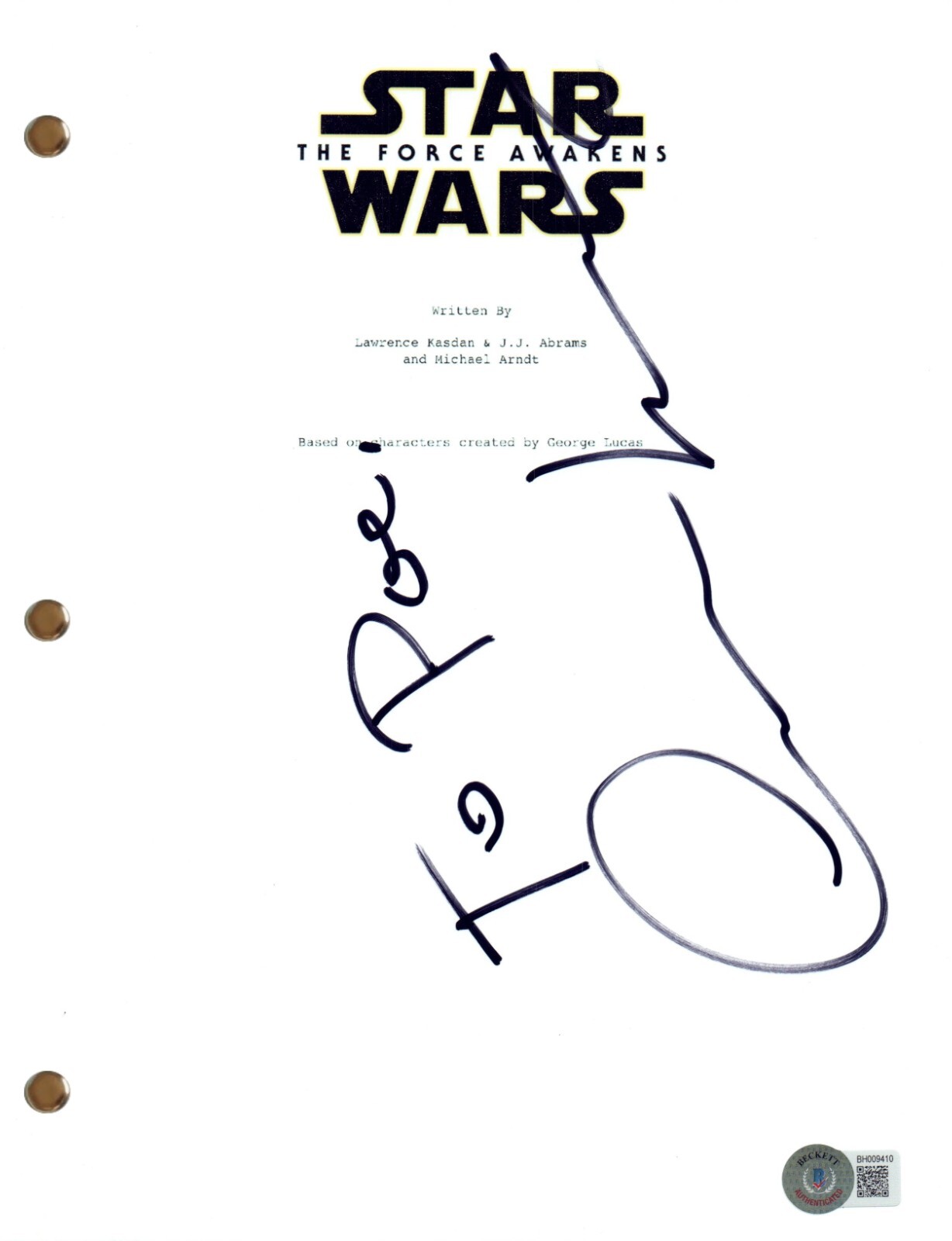 Oscar Isaac Signed Autograph Star Wars The Force Awakens Movie Script BAS COA
