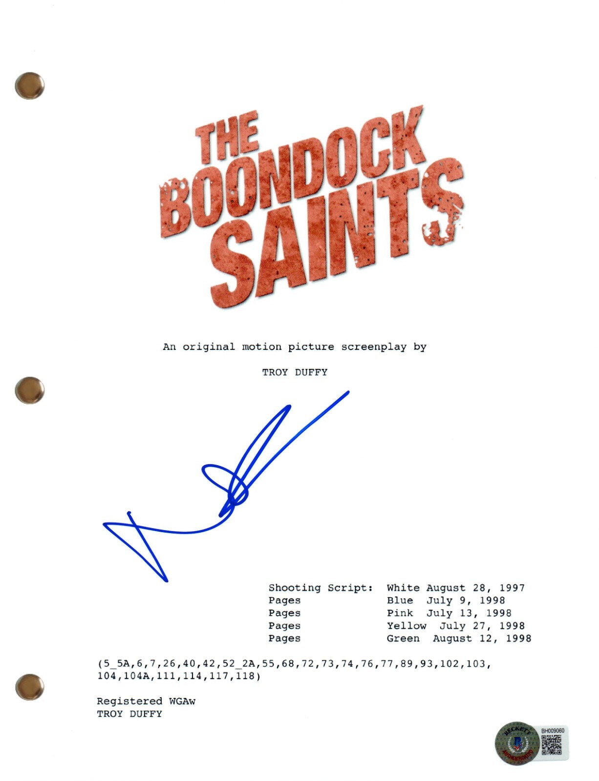 Norman Reedus Signed Autograph The Boondock Saints Full Movie Script Beckett COA
