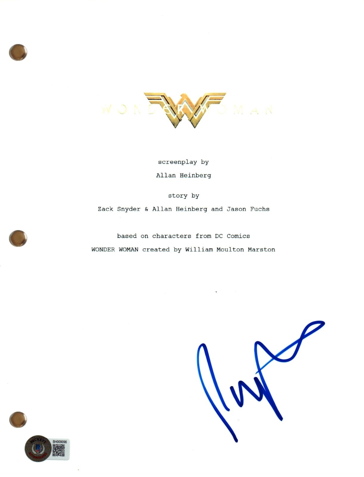 Patty Jenkins Signed Autograph Wonder Woman Movie Script Screenplay Beckett COA
