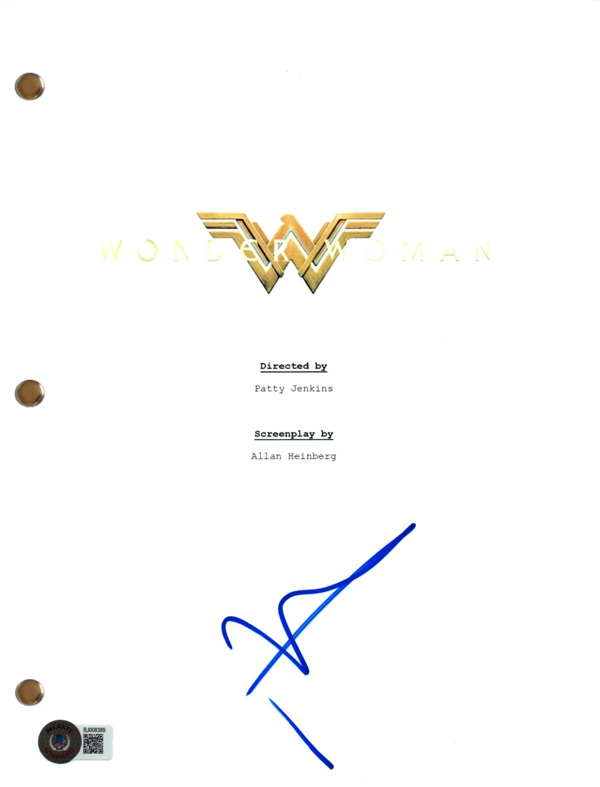 Patty Jenkins Signed Autograph Wonder Woman Movie Script Screenplay Beckett COA
