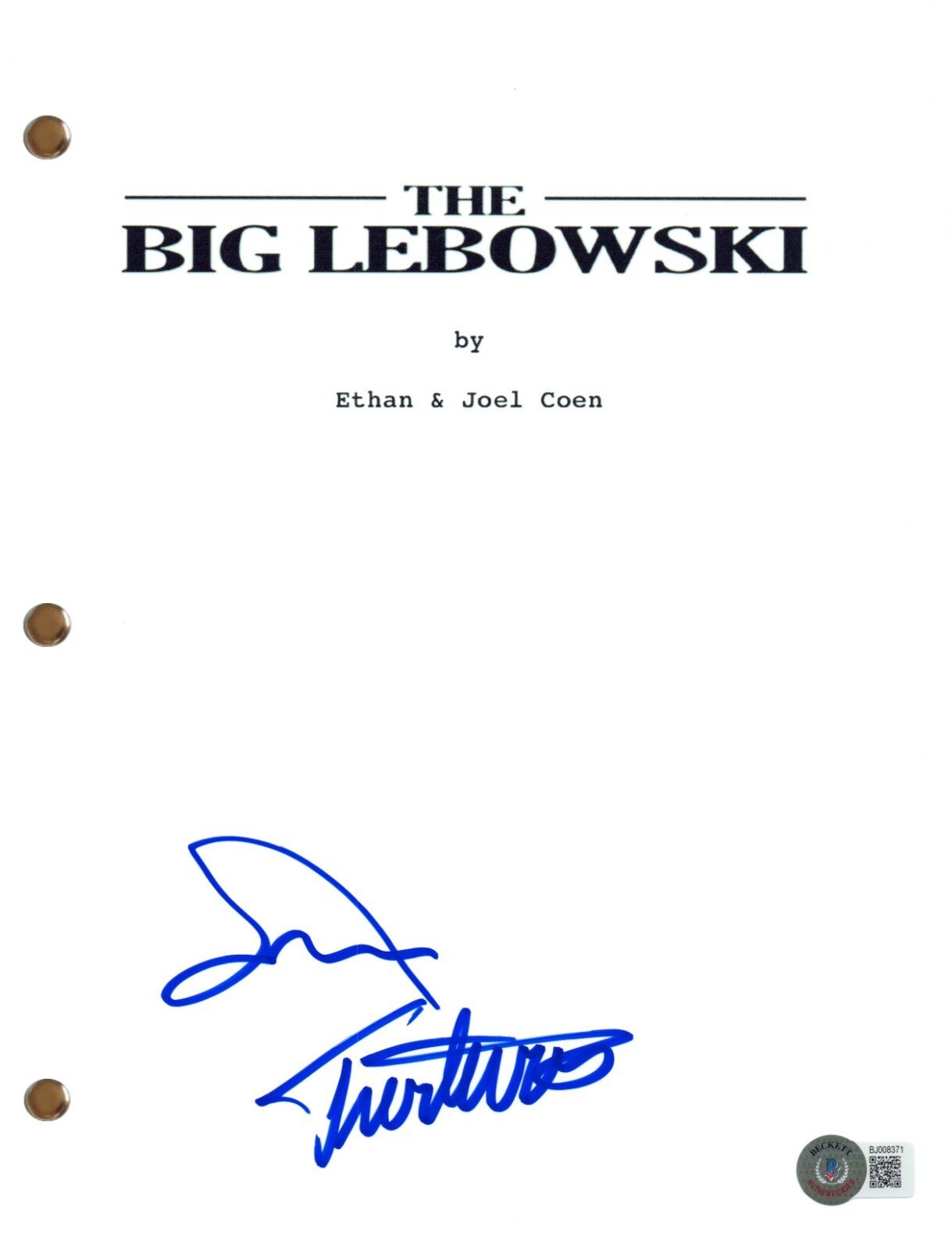 John Turturro Signed Autograph The Big Lebowski Full Movie Script Beckett COA
