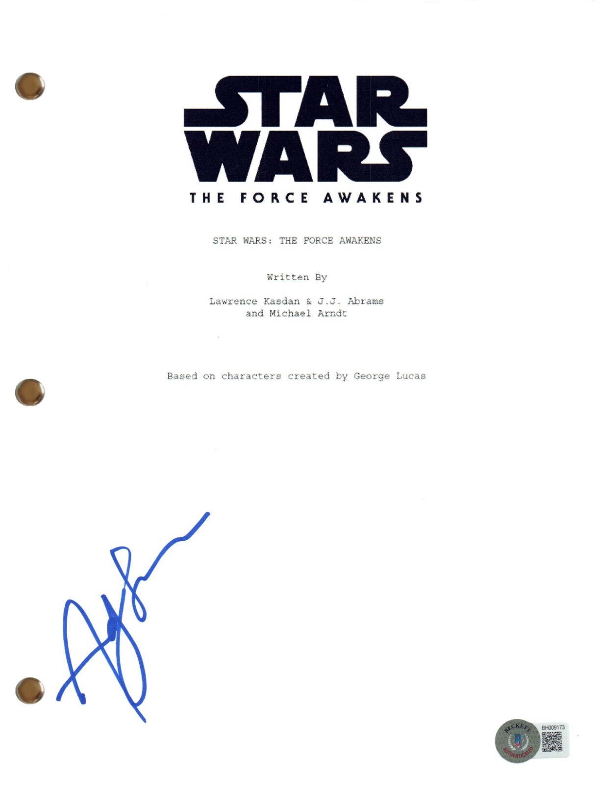 Andy Serkis Signed Autograph Star Wars The Force Awakens Movie Script BAS COA
