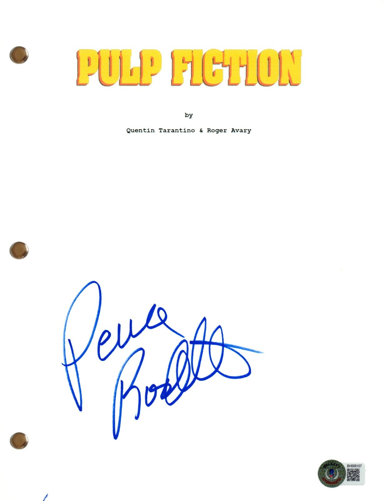 Rosanna Arquette Signed Autograph Pulp Fiction Full Movie Script Beckett COA

